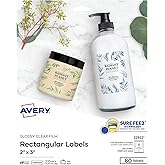 Avery Printable Blank Rectangle Labels, 2" x 3", Glossy Crystal Clear, 80 Customizable Labels (22822)