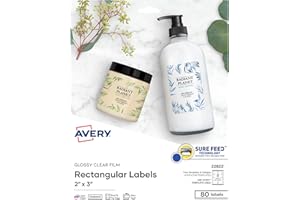 Avery Printable Blank Rectangle Labels, 2" x 3", Glossy Crystal Clear, 80 Customizable Labels (22822)