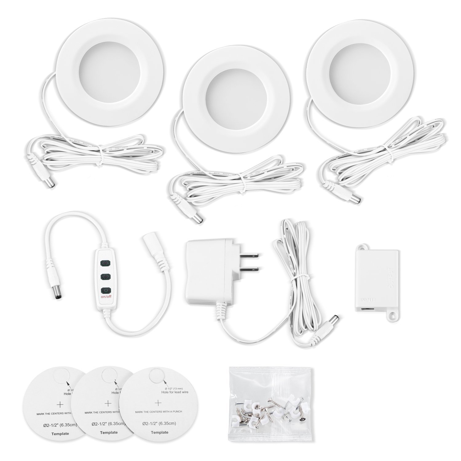 GetInLight Dimmable LED Puck Lights Kit, Recessed or Surface Mount