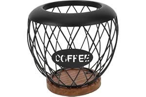 TEHAUX Creative Metal Coffee Pod Holder Basket with Base Irregular Wire Fruit Bowl for Espresso Capsule