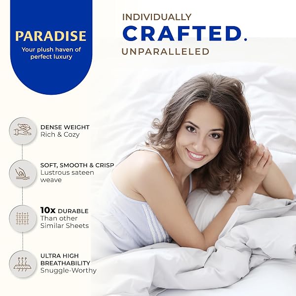 THREAD SPREAD CALIFORNIA KING BED SHEETS, LUXURY 1000 SERIES PARADISE COLLECTION 100% EGYPTIAN COTTON CAL KING SHEETS SET (4 PC, IVORY), SILKY SOFT, COOLING, 16″ DEEP POCKET HOTEL SHEET SET