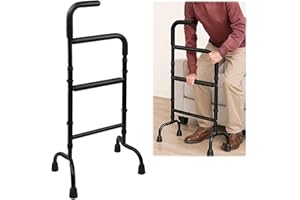 HeywoodCabin Adjustable Stand Assist for Elderly - 2-in-1 Standing Rail & Walking Cane with Anti-Slip Handle, 300lb Capacity 