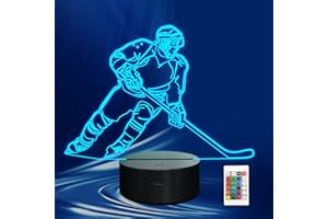CoolGift Mart Hockey Gifts,3D LED Optical Illusion Lamp with Remote Control and Timer, Perfect Christmas and Birthday Gift Id