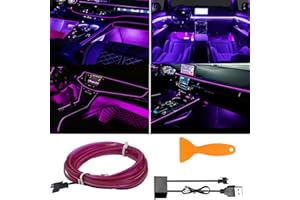 JAIZAIWJ Purple EL Wire Interior Car LED Strip Lights 3M/10FT USB Auto Neon Light Strip with 6mm Sewing Edge,Ambient Lighting Kits with Fuse Protection Ambient Lighting Kits for Cars Boats Decoration