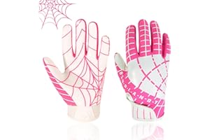 GIAMZONP Youth Football Gloves, Kids Football Receiver Gloves with Sticky Grip, Stretch Fit Football Gloves for Boys and Girls