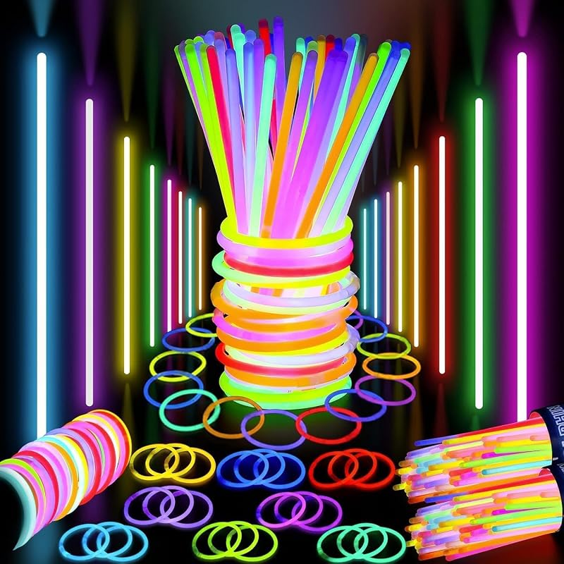 SHATCHI Glow Sticks 100Pcs 20cm Neon Party Accessories Kids Adults