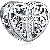 GEMDAZZ Religious Series Charm 925 Sterling Silver Chinese Yin Yang,Keep Faith Cross Dice Charms Beads Fit Men Women Bracelet Gift for Christmas/Mothers Day