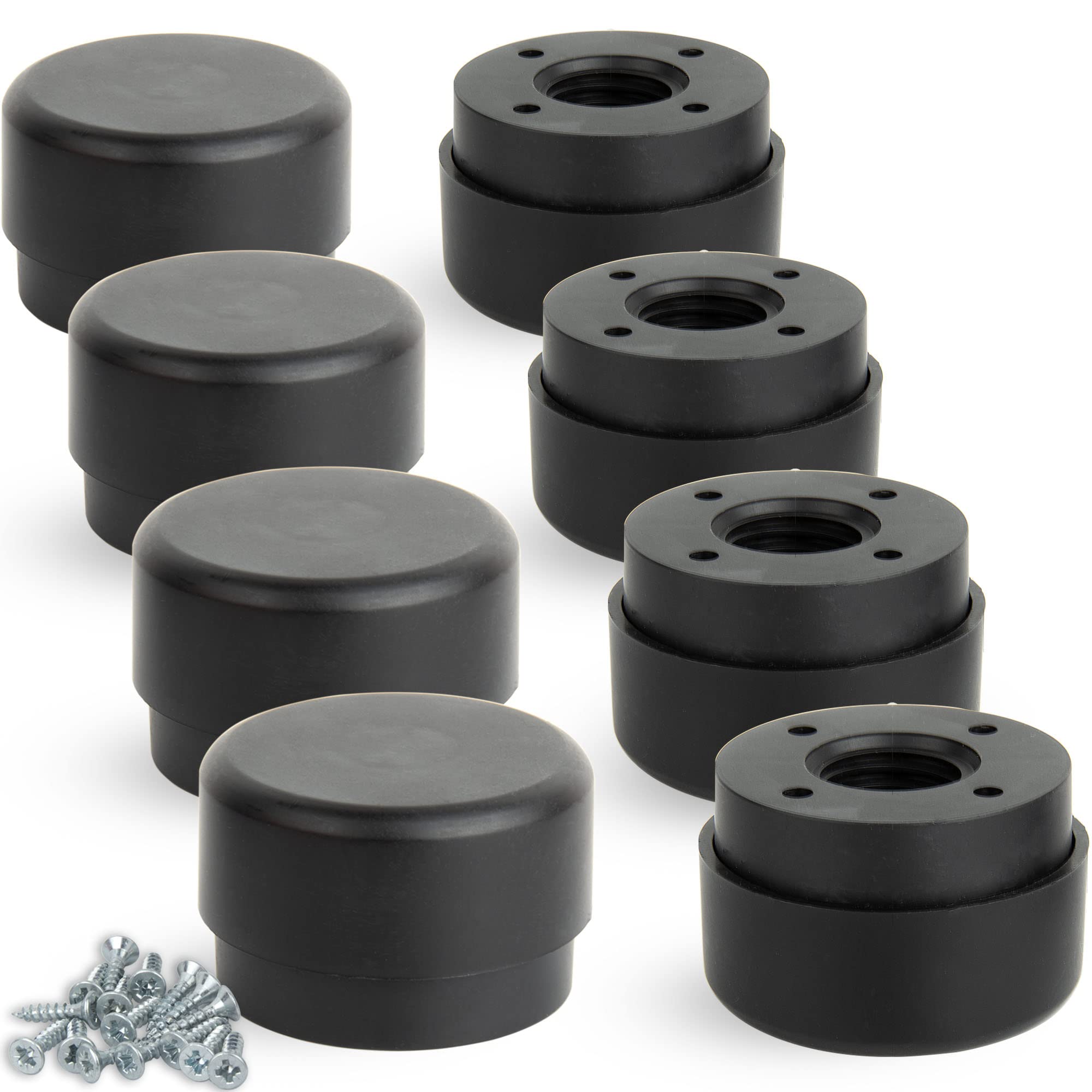 F!XBL Furniture Feet Adjustable Feet for Furniture Diameter 55 mm Furniture Riser 23-35 mm Height Set of 8 Round Black
