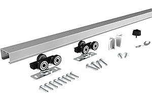 JUBEST 5FT Commercial Grade Pocket Door Hardware and Track Set, Sliding Door Hardware 56.7", Durable and Smoothly, Easy to Install
