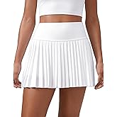 CRZ YOGA High Waisted Pleated Tennis Skirts for Women - Mini Lined Casual Tummy Control Skort with Pockets