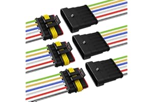 I Little Bamboo 6Pin Way 16 AWG Waterproof Electrical Connectors, Male and Female Way 16 AWG Wire Harness Plug Socket Kit Suitable for Car, Truck, Boat, Motorcycle, Trike, Caravan, Marine-3 PACK