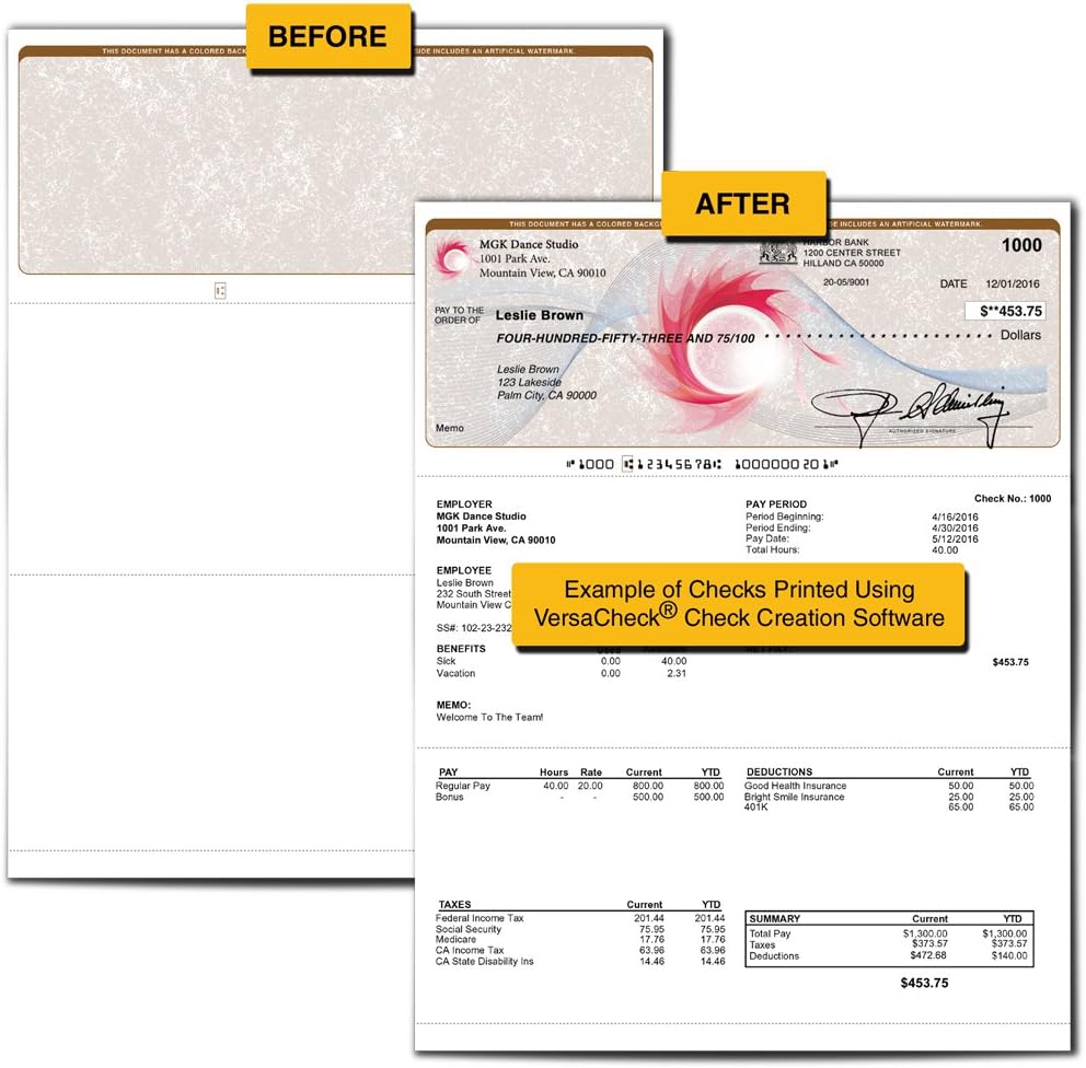 VersaCheck 10BC01-01245-5 Security Business Check Refills: Form #1000 Business Voucher - Blue - Classic - 250 Sheets: Office Products