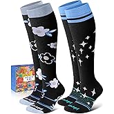 Lalapapa Cotton Compression Socks for Women Men - 2 Pairs 20-30mmHg Circulation Grid Arch Support Socks, Breathable