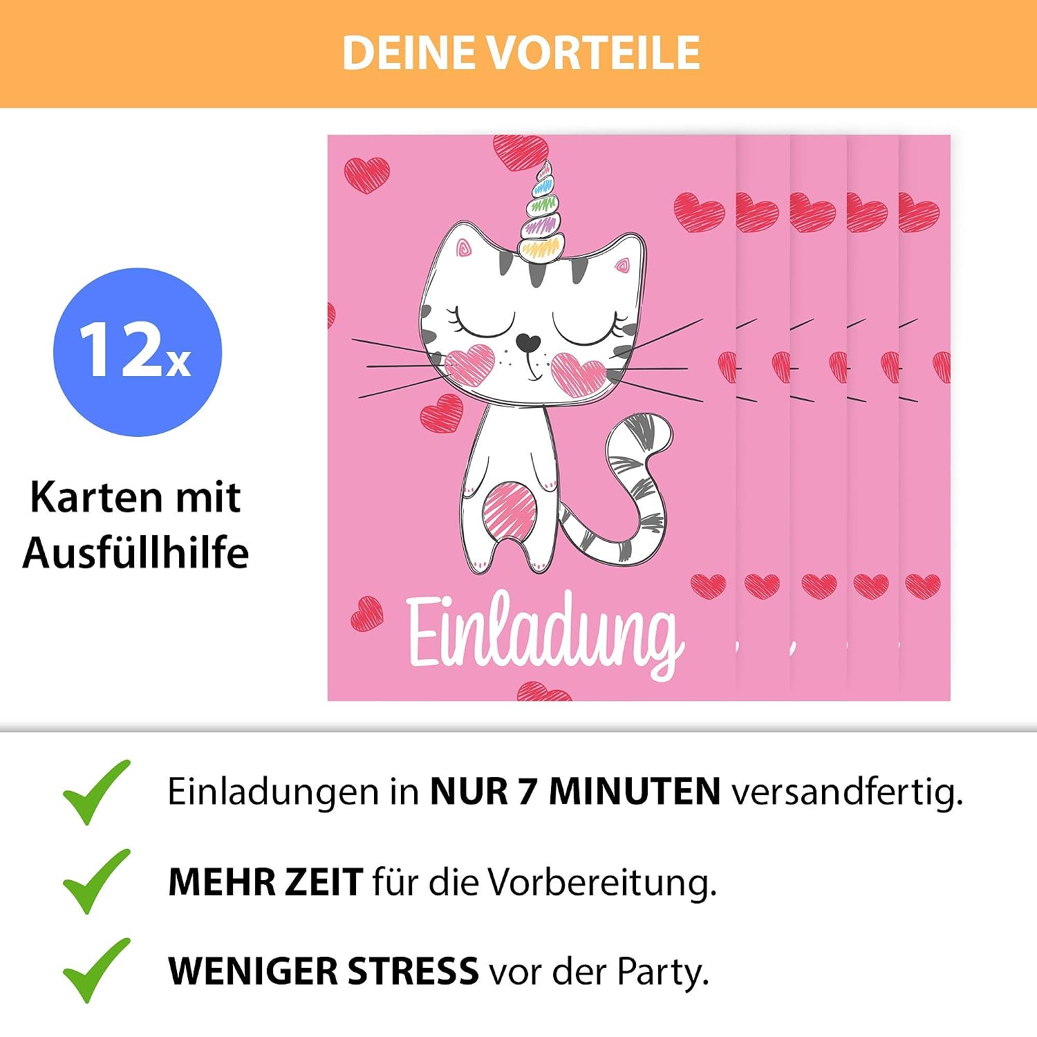 Einladungen Einladung Geburtstag Kinder 10er Set Katze Postkartenschmiede Einhorn Einladungskarten Kindergeburtstag Madchen Geburtstagseinladungen Spielzeug Agb Lv