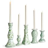 NAPA Home &amp; Garden Napa Imperial Taper Holders Set of 5, Green/White