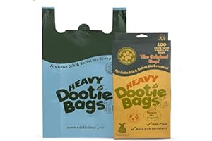 HEAVY Dootie Bags with EZ Tie Handles. Clean and Convenient for Pet Dog Poop, Cat Litter. Multi-Use. Great for Swivel Bin and Gogo Stik Scoopers. Made with Cornstarch. Strong, Leakproof and Very Large