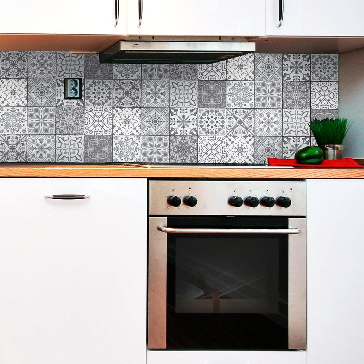 Ambiance Sticker Self-Adhesive Decorative Wall Decal Cement Tile for Bathroom and Kitchen Nuances de Gris Torino