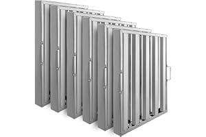 VBENLEM Pack of 6 Hood Filters 19.5W x 24.5H Inch, 430 Stainless Steel 4 Grooves Commercial Hood Filters, Range Hood Filter for Grease Rated Commercial Kitchen Exhaust Hoods