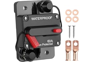 Voltrish 60 Amp Marine Circuit Breaker Switch for Trolling Motor Battery Box, Premium 12V - 48V 60A DC Breaker for Boat Motor, RV, Solar Panel & Car Audio, One-Click Reset, No Fuse Needed