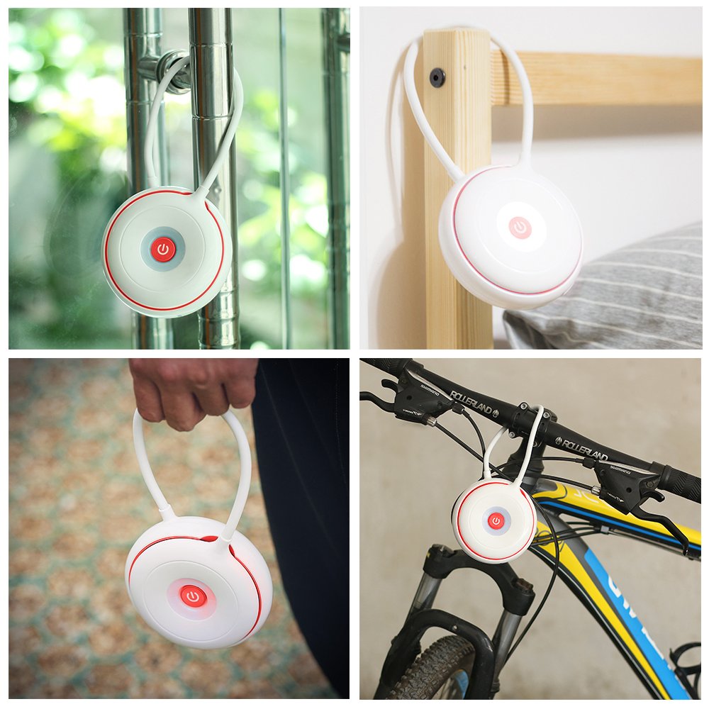 Portable LED Desk Lamp Travel Light 3-Level Dimmable Brightness Nightstand Lamp Touch Sensitive Control USB Rechargeable 1000mah Li-on Battery Flexible Lamp For Besides ,Reading, Kids-MECO,RED