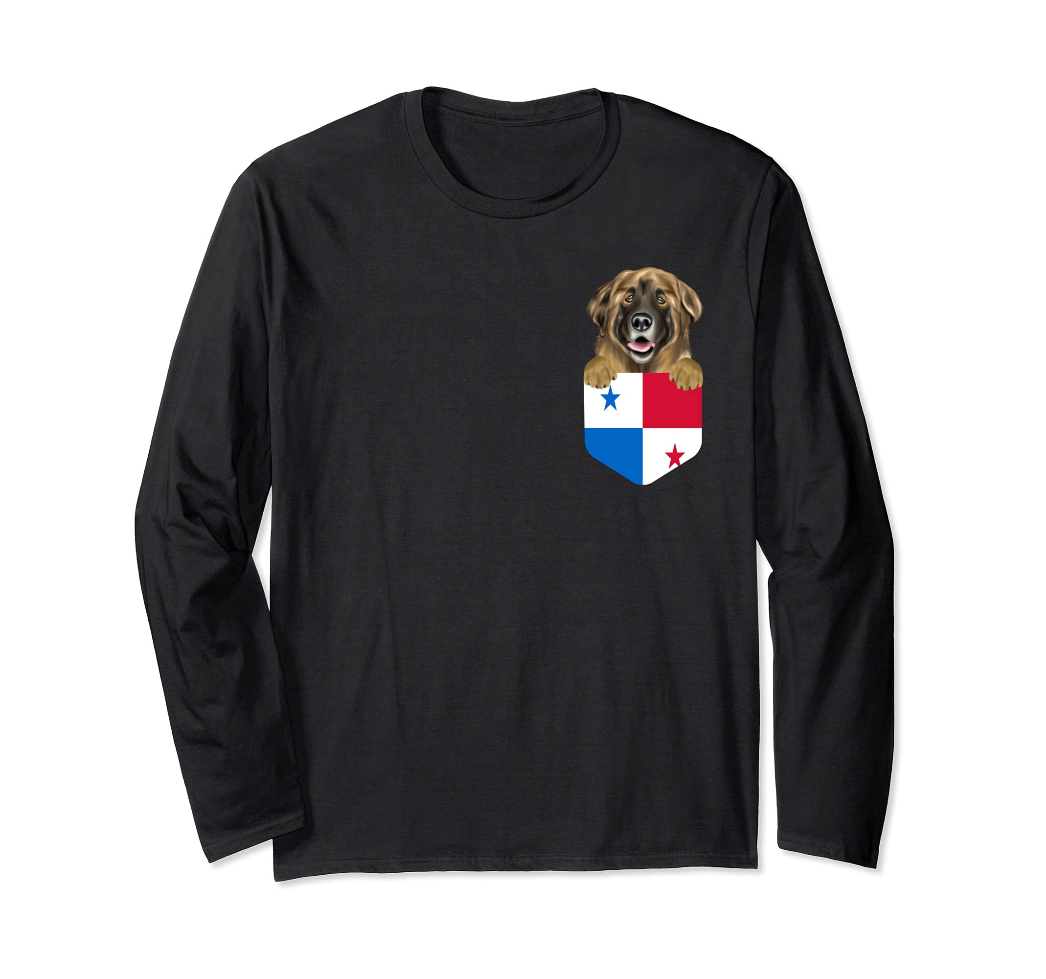 Panama Flag Leonberger Dog In Pocket Long Sleeve T-Shirt