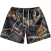 Piuntersite Men’s Mesh Basketball Shorts Camo Print Breathable Athletic Shorts Streetwear Cool Outdoor Casual Wear
