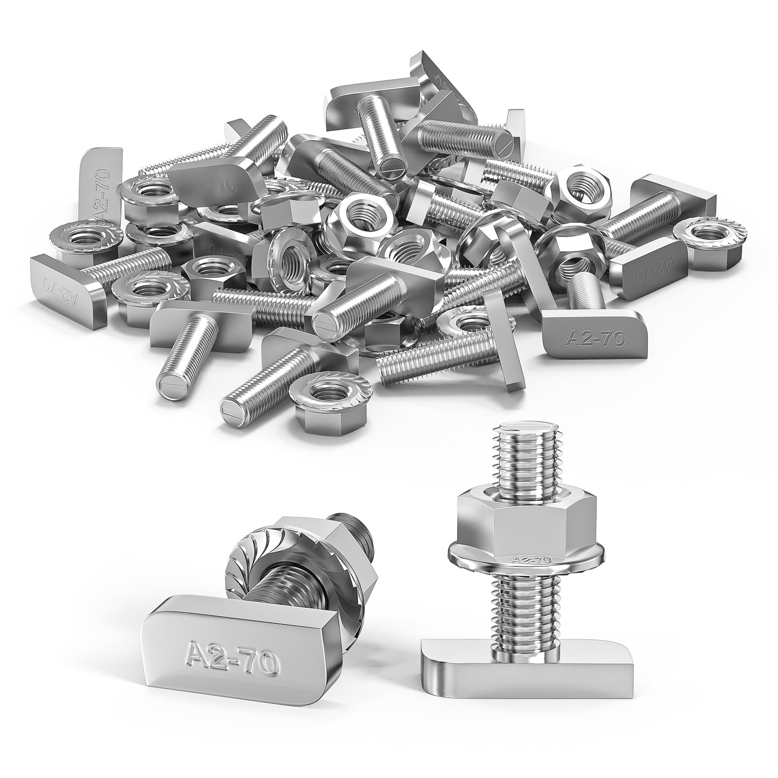 ORTAVA Pack of 12 Hammer Head Screws M8 x 25 Stainless Steel with Locking Tooth Nuts M8