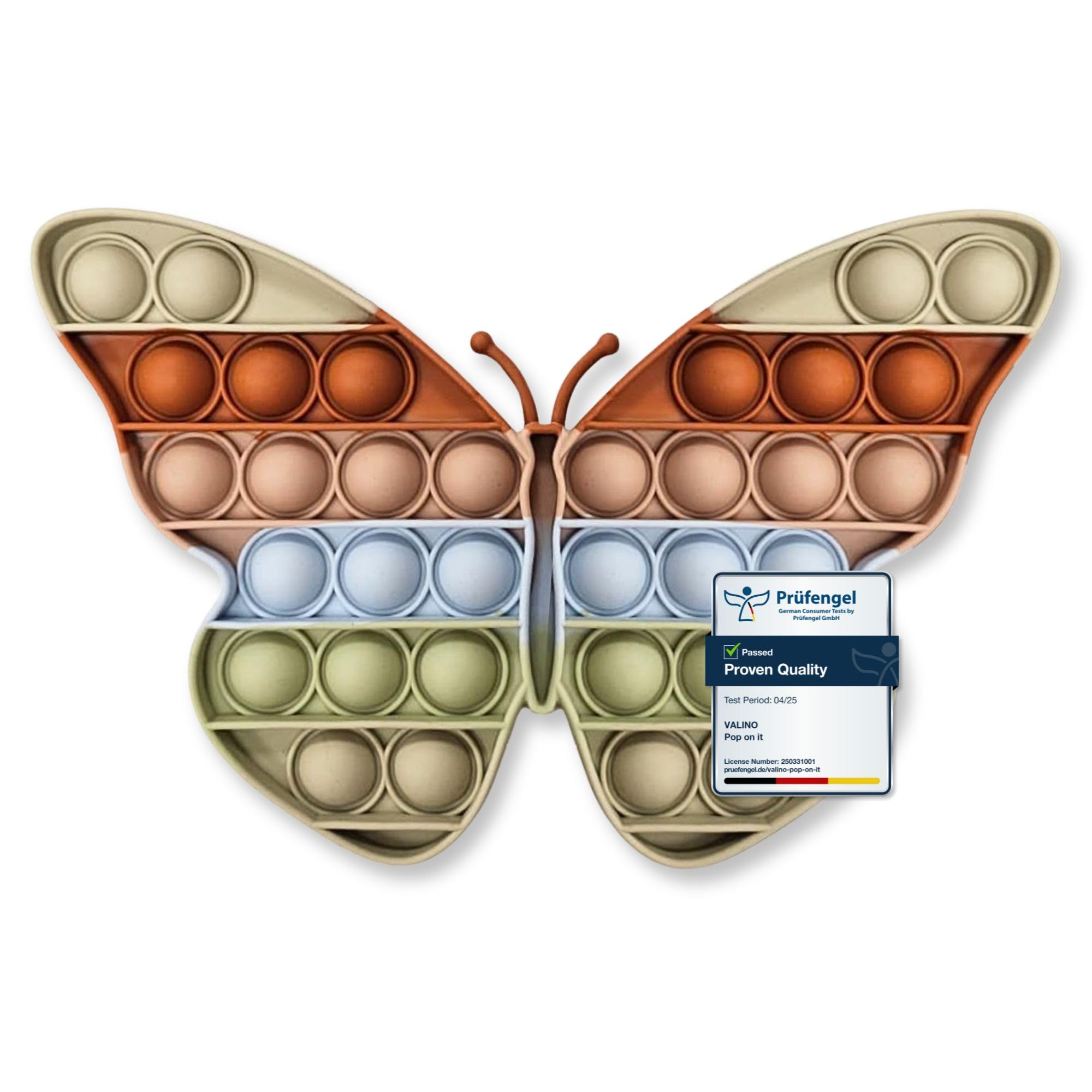 Valino Pop-It Toy Pastel Colours | Waterproof Bubble Fidget Toys for Children | Sensory Toy Made Silicone (Butterfly - BPA Free) — image 1