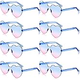 Frienda 8 Pairs Heart Shaped Sunglasses for Women Rimless Heart Glasses Candy Color Sunglasses for Party Favor