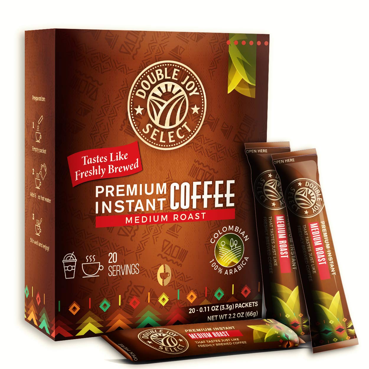 Hawaii 100 Kona Coffee Freeze Dried Instant 12 Individual 1.7g Packets Grocery