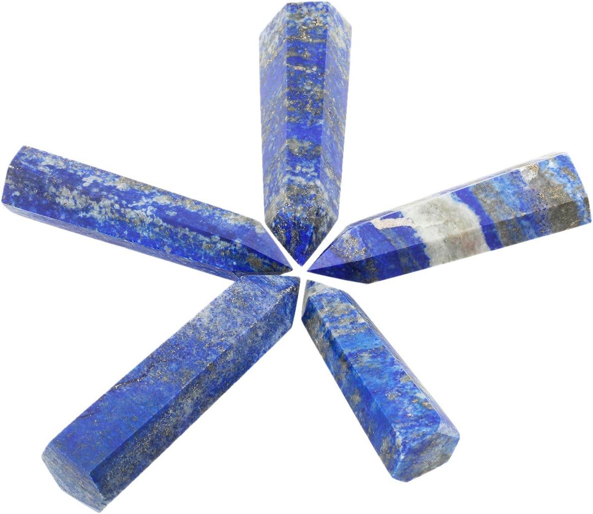 mookaitedecor Healing Crystals Point Wand Tumbled Faceted Prism Reiki Stone Meditation Decor,Natural Lapis Lazuli - Image 4