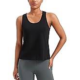CRZ YOGA Pima Cotton Scoop Neck Tank Racerback Workout Tops for Women Soft Casual Basic Sleeveless Shirts