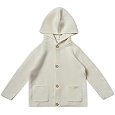 Stellou & friends 100% Cotton Hood Unisex Cardigan for Babies and Children Ages 0-6 Years White