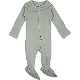 Organic 2-Way Zipper Footie in Seafoam