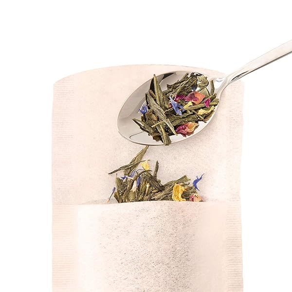FINUM DISPOSABLE PAPER TEA FILTER BAGS FOR LOOSE TEA, BROWN, LARGE, 100 COUNT