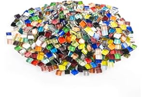 MDLUU 2 Pound Decorative Mosaic Tiles, Assorted Colors Mosaic Pieces, Glass Mosaic Supplies for Crafts, DIY Projects (0.4 X 0.4 Inch)