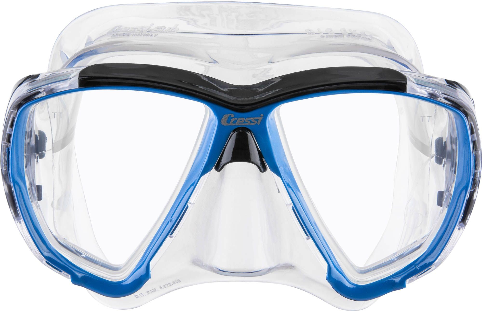 CRESSI Big Eyes Mask Clear/Azure - Single Big Eyes Mask for Diving and Snorkelling, Transparent/Azure, One Size, Adults