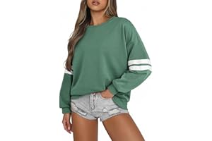 Acelitt Women Casual Long Sleeve Crewneck Color Block Sweatshirts Pullover,S-XXL