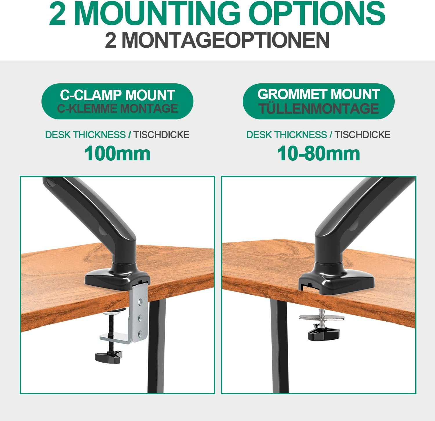 ELIVED Single Monitor Arm for Most 13-32 Inch Monitors with VESA 75x75/100x100mm up to 10KG - Image 4