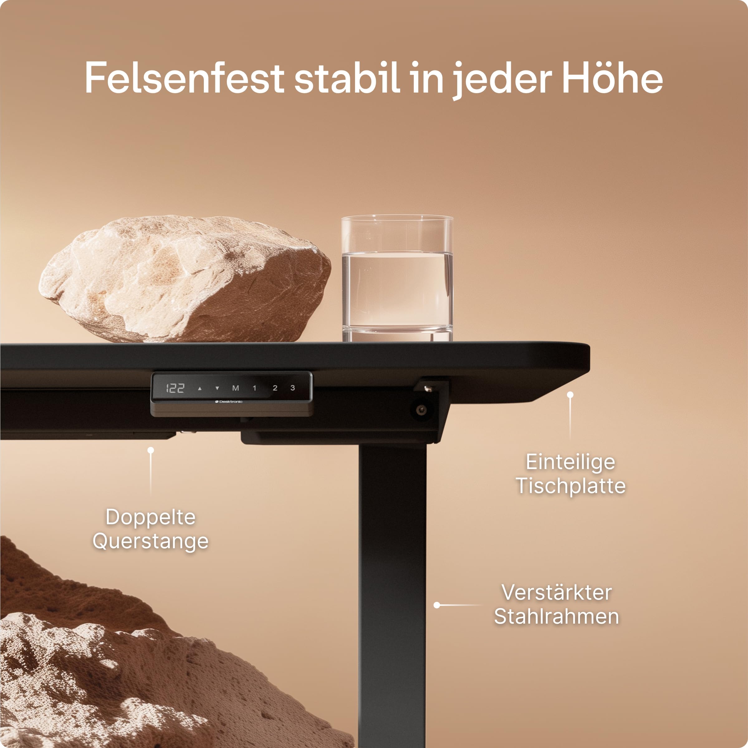 Desktronic Homeone Höhenverstellbarer Schreibtisch 160 × 80 cm – Elektrischer Schreibtisch Mit Zwei Elektrischen Motoren, Touchscreen-Steuerung Und Integrierten USB-a- Und USB-c-ladeanschlüssen 4