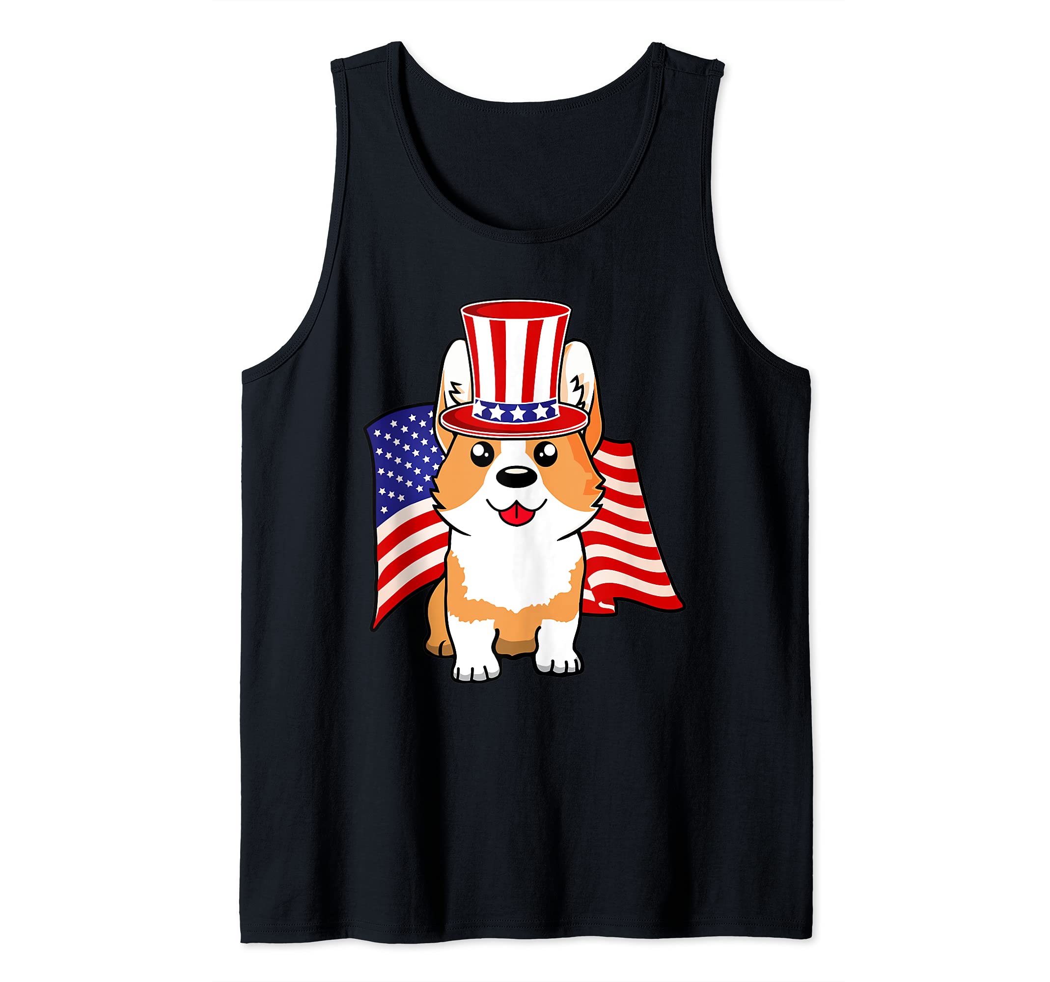 America 4th of July Independence Day Patriotic Corgi Dog Tank Top