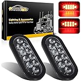 Partsam 2Pcs 6 Inch Oval Red Led Trailer Tail Lights 10 Diodes Clear Lens Stop Brake Turn Lights Grommet and Pigtails Waterpr