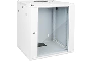 Tecmojo 12U Wall Mount Rack Network Cabinet for 19" IT Equipment,with Lockable Glass Door and Side Panels,Cooling Fan,17.7inch Depth,White
