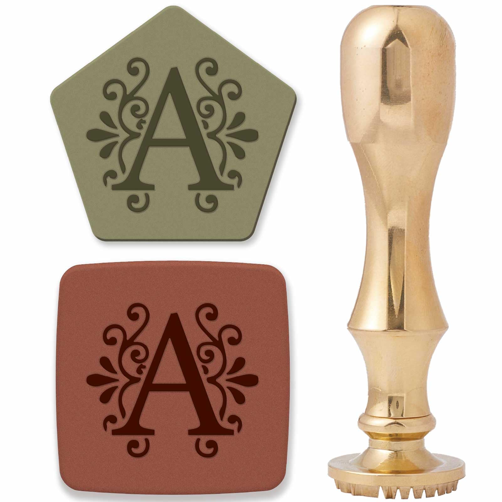 CRASPIRE Pottery Stamp for Clay Initial Alphabet A Handmade 1 inch(25mm) Ceramics Stamp Removable Brass Head with Golden Handle Unique Imprints DIY Crafts Polymer Clay Tools Makers