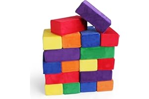 Plush Blocks - The Original Premium Plush Building Block for Kids - Certified Safe Foam Blocks in Luxuriously Soft Fabric Covers - Set of 24 (Classic Colors)