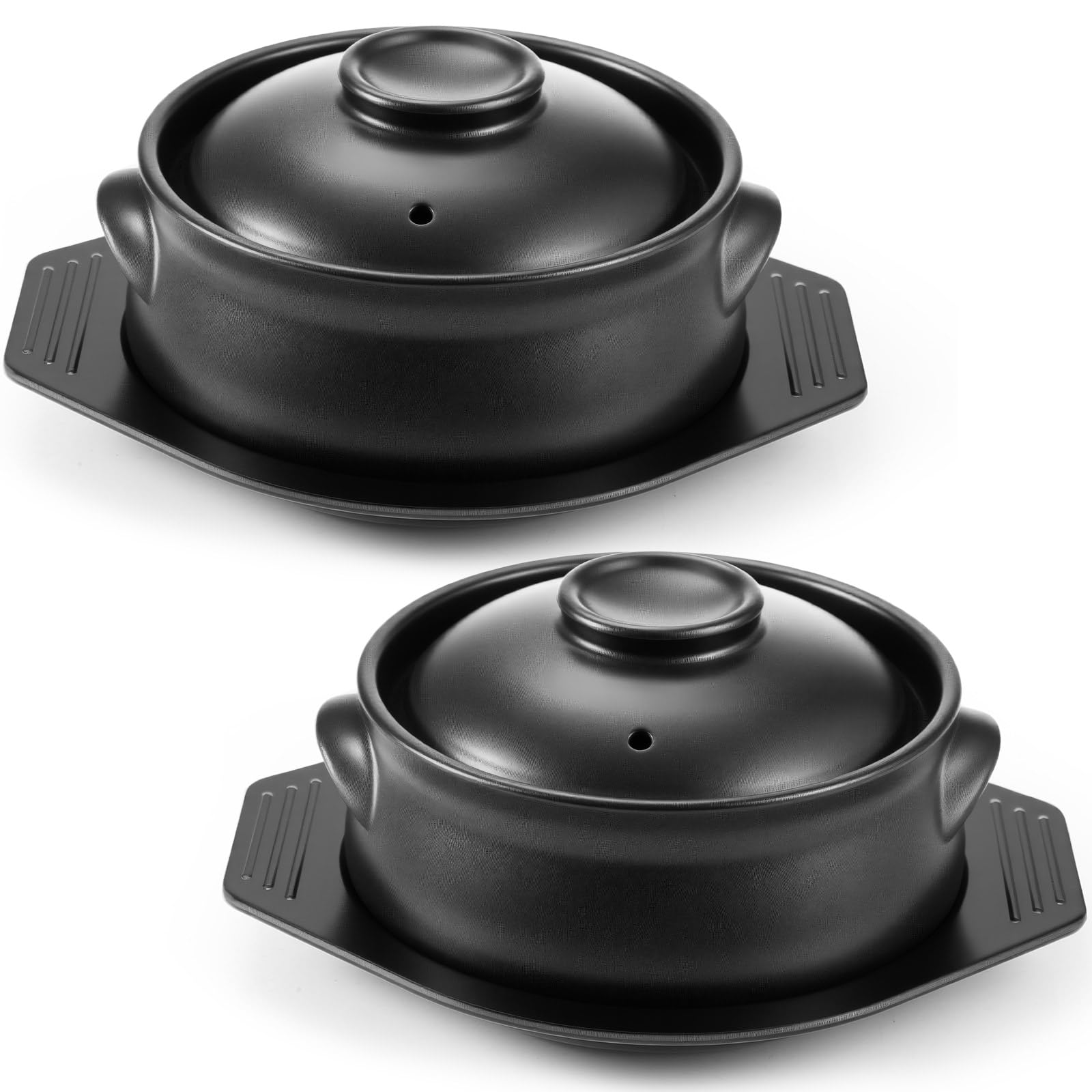 Photo 1 of Kritkin 2 Pcs Korean Stone Pot Clay Cooking Pot Set Ceramic Sizzling Hot Bowl Korean Bibimbap Soup Dolsot Bowl with Lids for Ttukbaegi and Koreans Stew (38 oz)