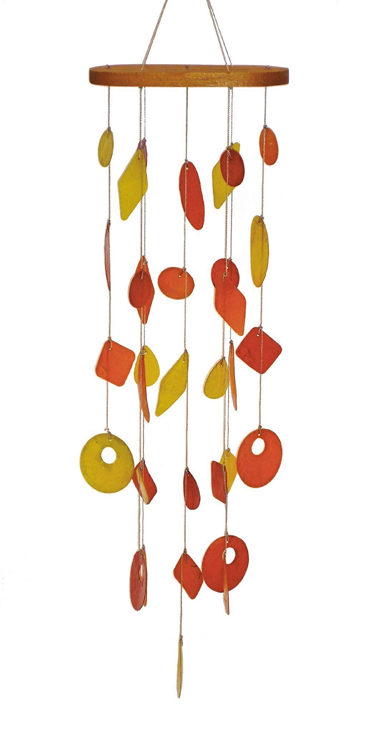 My Family House Fair Trade Capiz Shell Abstract Wind Chime Windchime Wind Chime Mobile Hand Made Autumn Colours