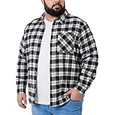 SONICDEGREE Big and Tall Flannel Shirts Men Long Sleeve Plaid Shirt Button Down Brushed Cotton Shirts Jacket, 2XL-8XL