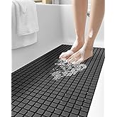 DEXI Bathtub Mat Non Slip, Extra Long 39x16, Suction Cups, Drain Holes, Machine Washable for Tub Shower Floor, Black