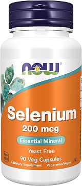 NOW Selenium 200mcg 90 Vegan Capsules Lab Tested Gluten Free Soy Free Vegetarian view 1